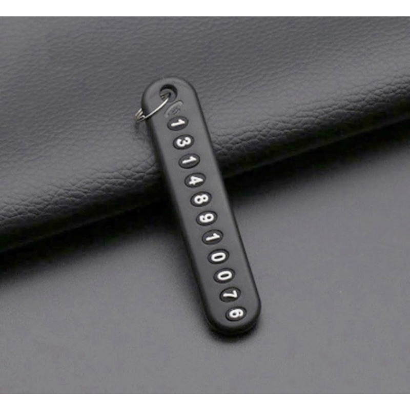 Móc chìa khoá gắn bảng số điện thoại ô tô, xe máy màu đen