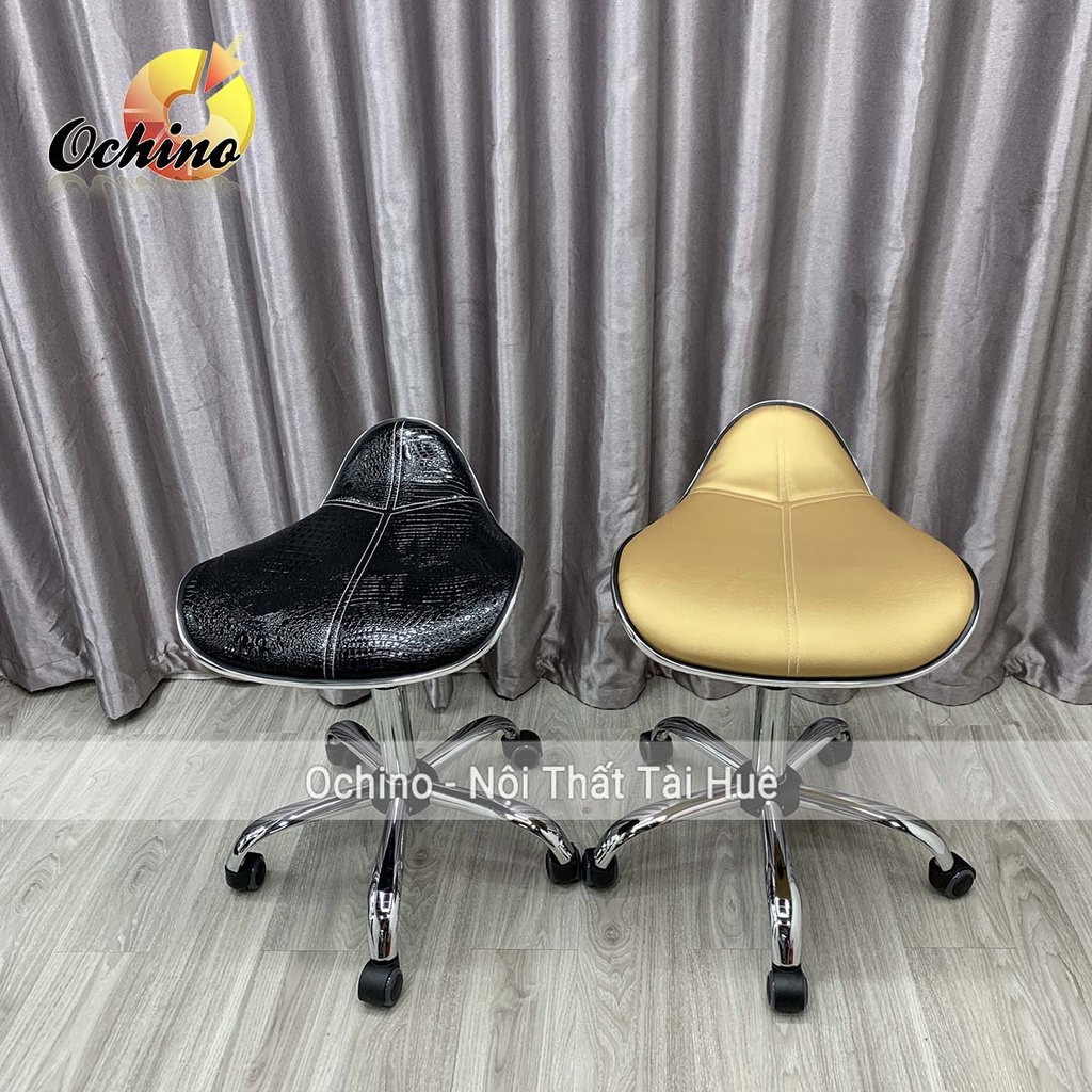 Ghế Spa, Ghế Trang Điểm Xoay Mẫu Da Cá Không Tựa Phong Cách Hiện Đại (Hàng Có Sẵn)