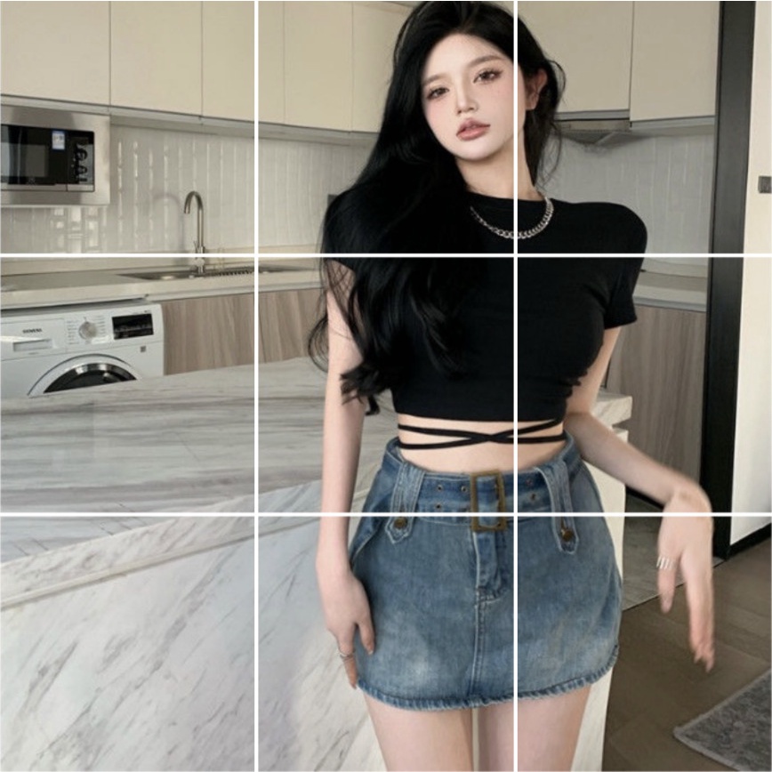 Áo Thun Ngắn Tay Phối Dây Thời Trang Quyến Rũ Cho Nữ