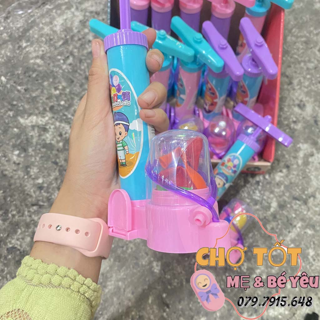 Đồ Chơi Ống Bơm Bong Bóng Kèm Bóng Dễ Thương Cho Bé