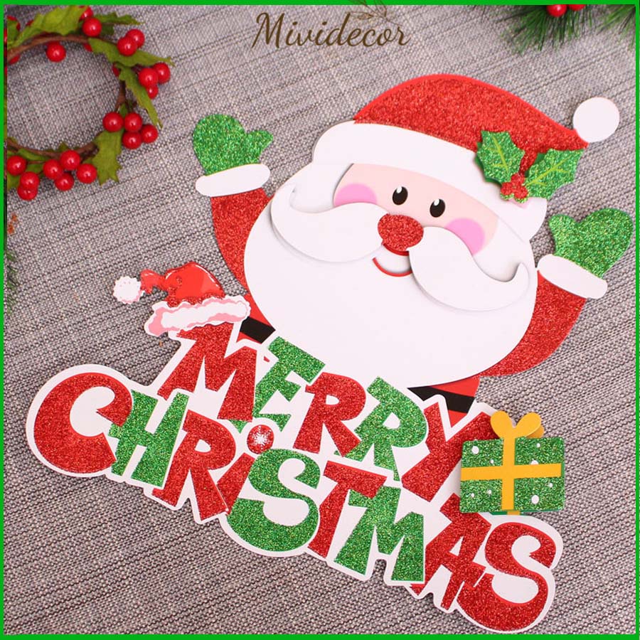 Trang trí cửa Noel mặt trước lấp lánh kim tuyến treo cửa treo tường