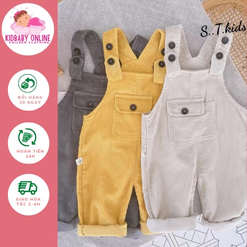 Quần Yếm Nhung Tăm Cho Bé Trai, Bé Gái từ 8-18kg, Quần Yếm Cho Bé- Quần Yếm Bé Trai, Bé Gái Kidbabyonline K162- Quần Yếm