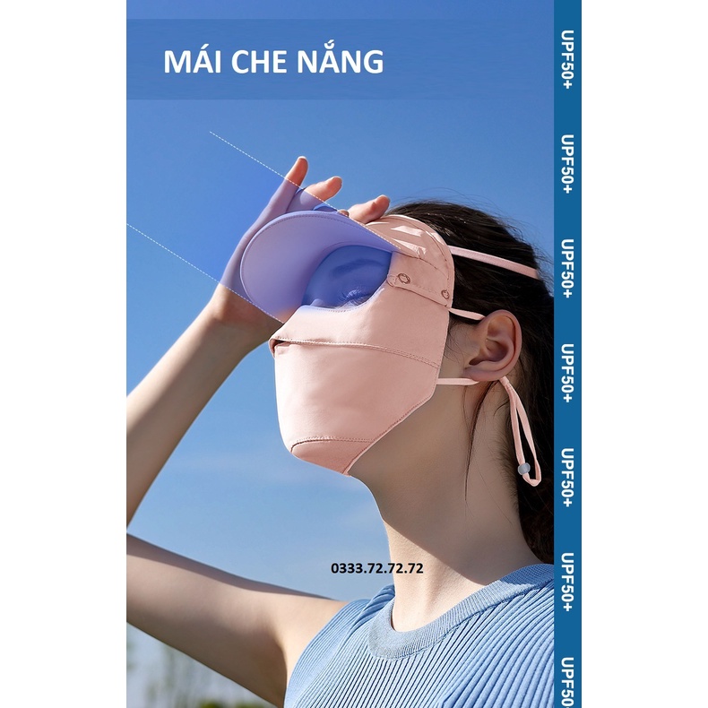 Khẩu trang toàn mặt, có mái che nắng làm mát UPF 35/50+ Ngăn Chặn 97% Tia UV, giặt được