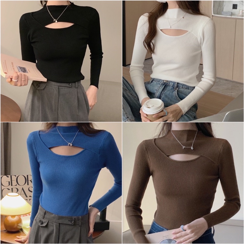 Áo Len Tăm Giữ Nhiệt Cách Điệu Cổ Thời Trang Xuất Nhật 239