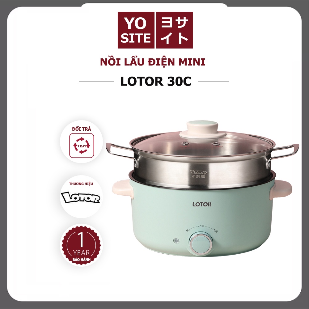 Nồi lẩu điện đa năng Lotor 30C có xửng hấp dung tích 3L nồi đa năng có lớp chống dính cao cấp