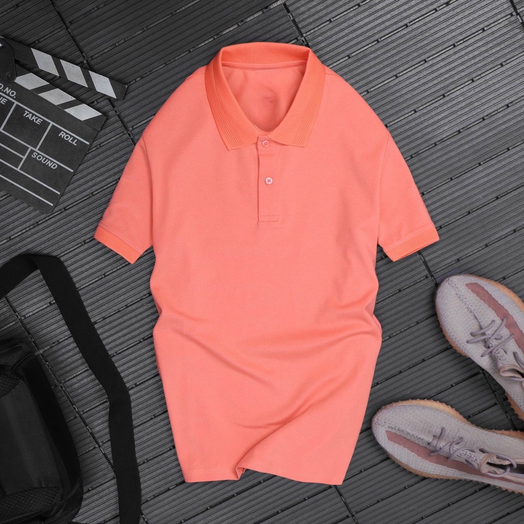 Áo thun Polo Nam cổ bẻ basic vải cá sấu cotton lạnh logo thêu cá tính cổ viền trẻ trung QAZ55