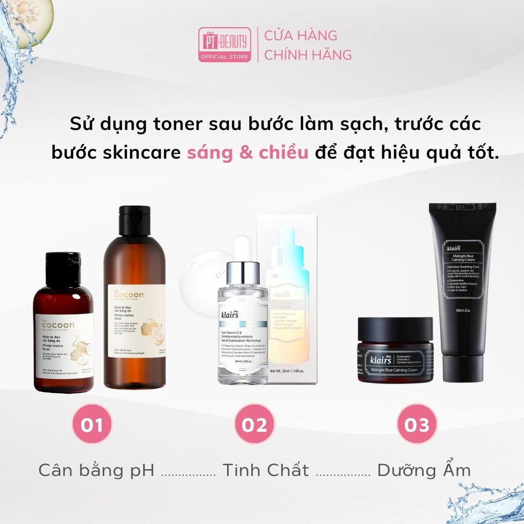 Nước bí đao cân bằng da (toner) Cocoon chai 140ml - 310ml