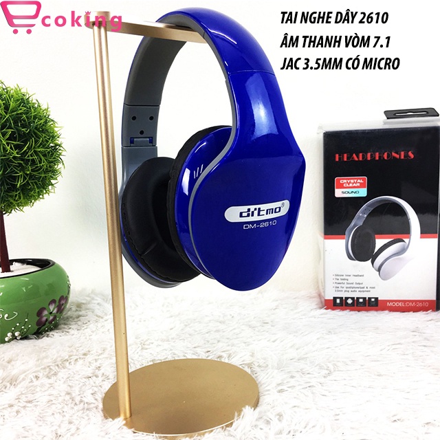 Tai Nghe chụp tai dây DITMO DM-2610 ECOKING Âm Thanh Nổi,có micro trò chuyện Có Thể Gập Lại kéo dài ra cỡ rộng và thiết