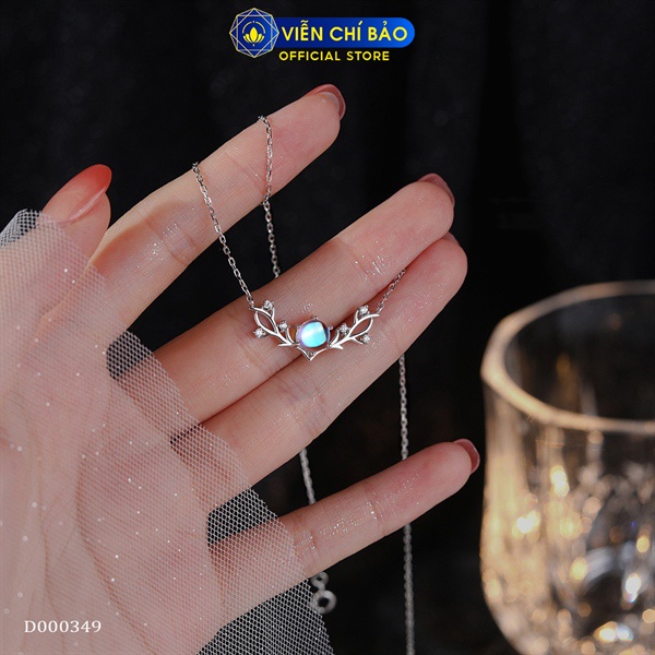 Dây chuyền bạc nữ họa tiết đá mặt trăng chất liệu bạc 925 thời trang phụ kiện trang sức Viễn Chí Bảo D000349