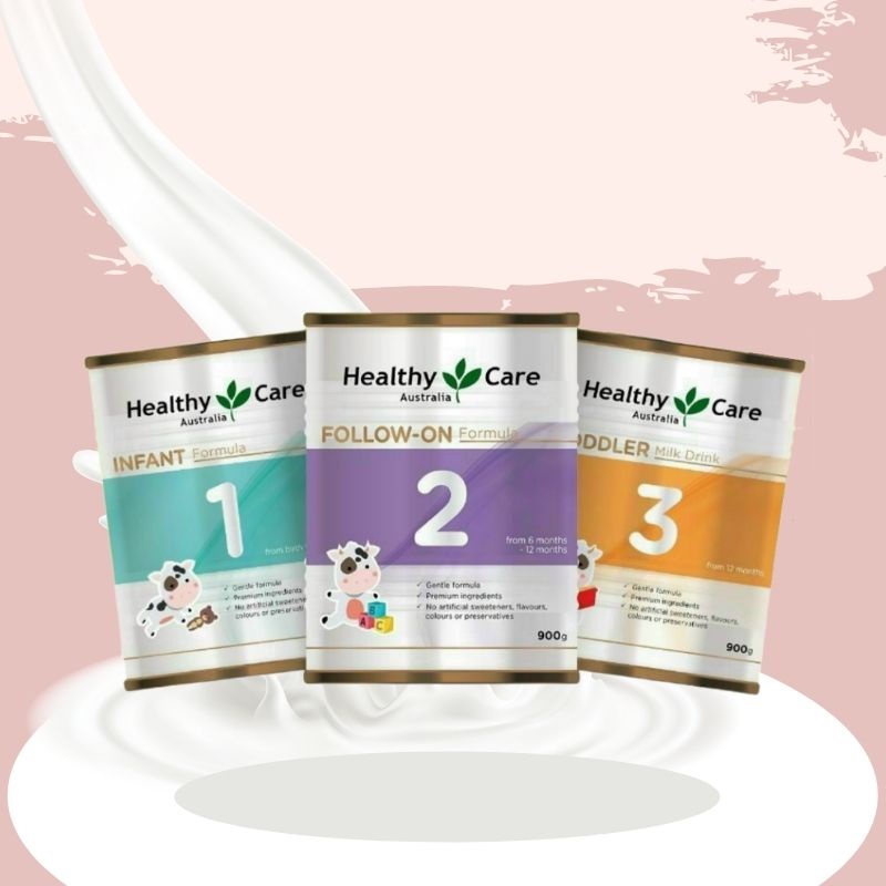 Sữa bột Healthy Care Úc số 1,2,3 tăng cân, phát triển chiều cao cho bé 900g