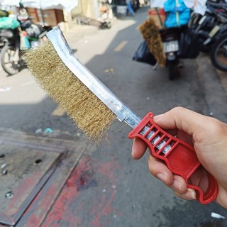 Bàn chải cước Thau cọ rửa cước sắt cọ rửa chà nồi cán nhựa loại rẻ mềm mịn loại nhỏ gọn