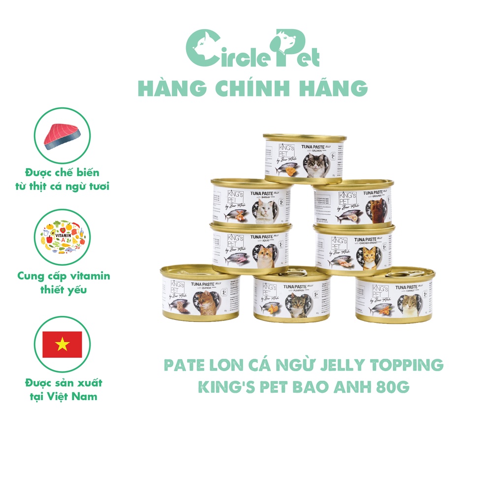 Pate cá ngừ Jelly Topping King's Pet Bảo Anh lon 80g - CirclePet