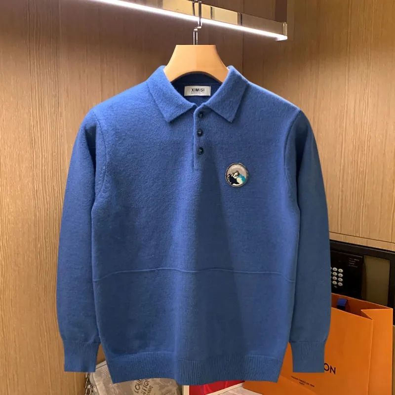 Áo Thun polo Da Lộn Lót Lông Cừu Mềm Mại Tay Dài Kiểu Âu Mỹ Thời Trang Xuân Thu Cho Nam