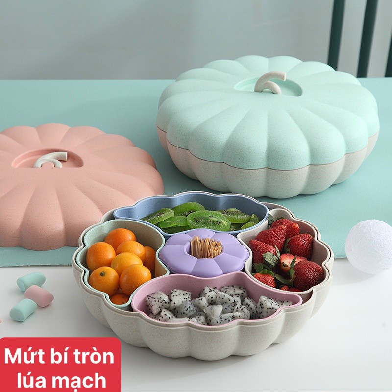 KHAY MỨT LÚA MẠCH HÌNH QUẢ BÍ, ĐỰNG MỨT, ĐỰNG KẸO NGÀY TẾT SANG TRỌNG.VM