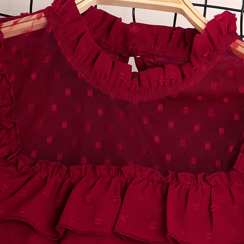 Set áo + chân váy SIYYIS áo chấm bi đỏ thời trang cho bé gái 8-12 tuổi