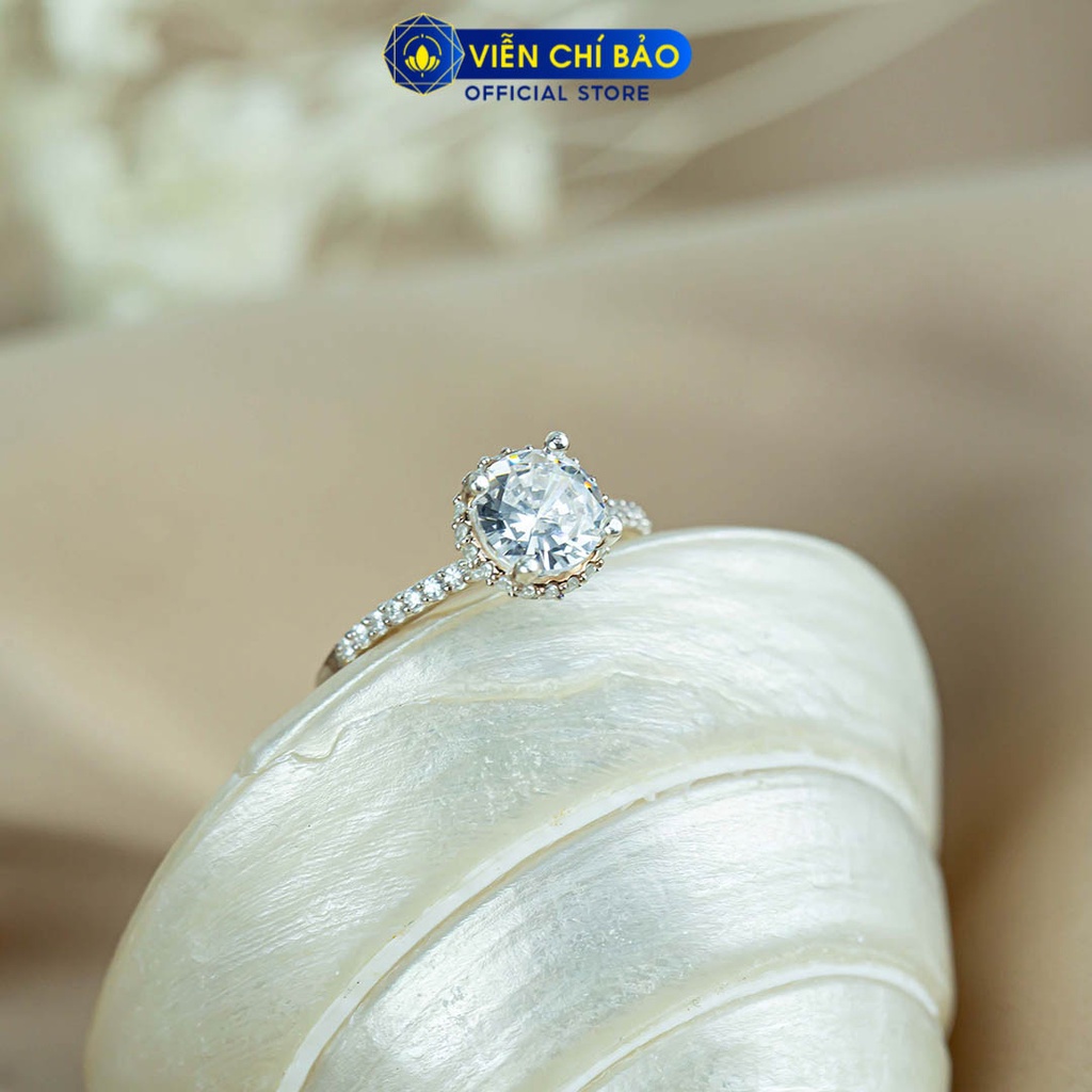 Nhẫn bạc nữ đính đá dải tròn chất liệu bạc 925 thời trang phụ kiện trang sức Viễn Chí Bảo N400871