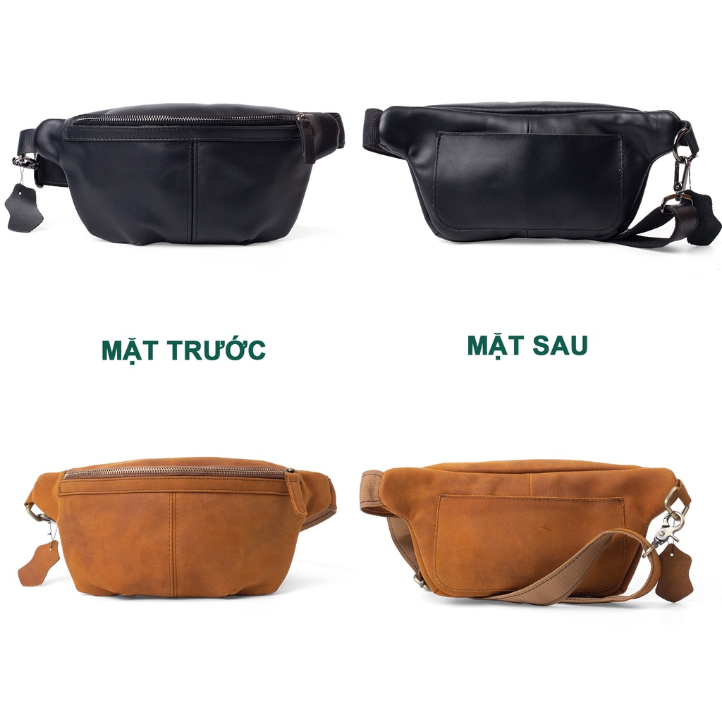 Túi bao tử nam da bò Mars Bụi leather - DC109 - Bảo hành 12 tháng