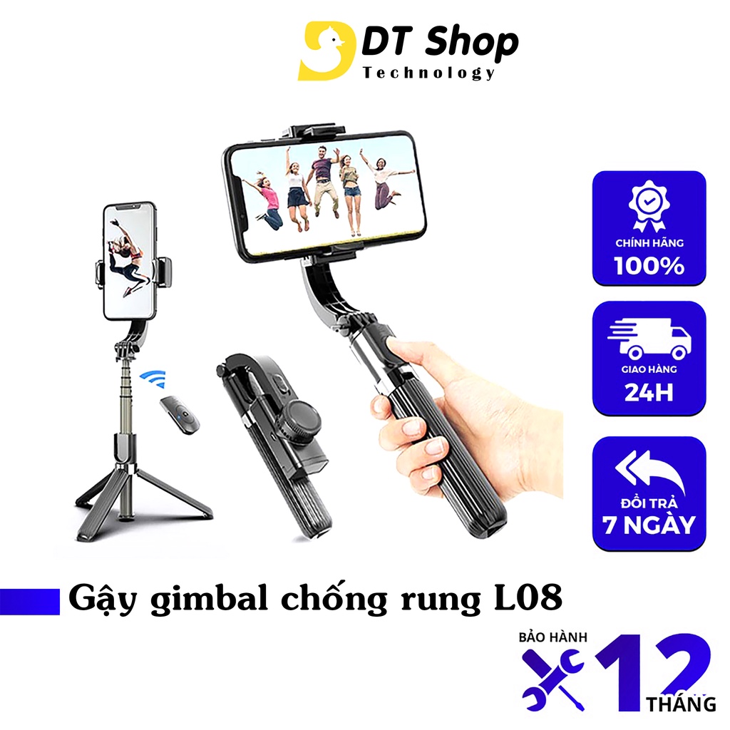 Gậy chống rung Gimbal Stabilizer L08 - Tặng kèm remote, Gậy gimbal chống rung hỗ trợ quay video