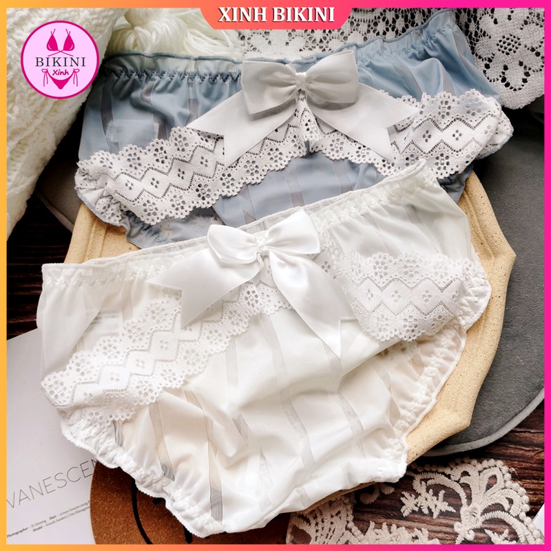 Quần Lót Nữ Su Lụa Băng Đính Nơ - Quần Lót Đẹp Sexy Mỏng Mát Gợi Cảm - Che Tên Sản Phẩm - Xinh Bikini - Mã 1941