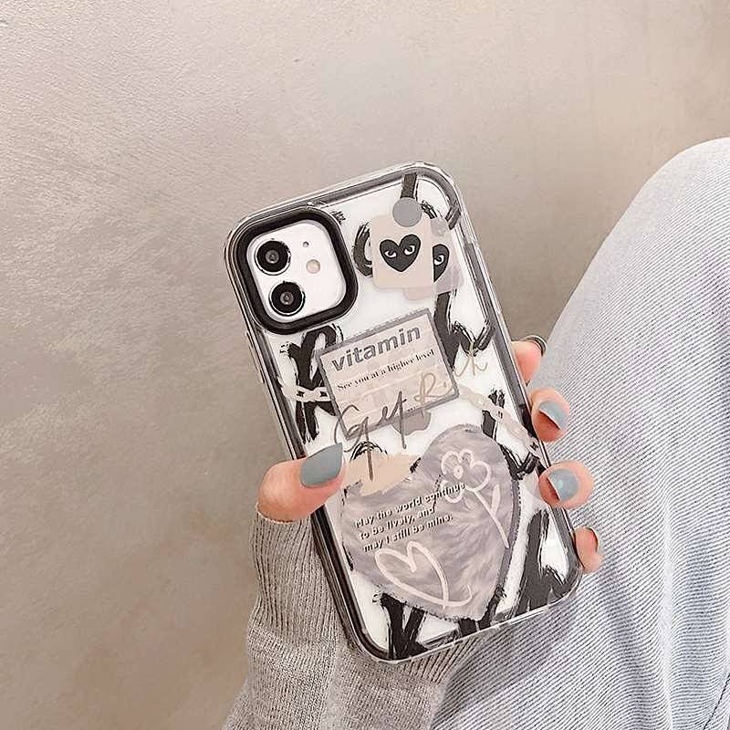 Ốp điện thoại thời trang cá tính sáng tạo hình trái tim thích hợp cho Iphone12promax 11pro iPhone X XR Xs 2Ul6