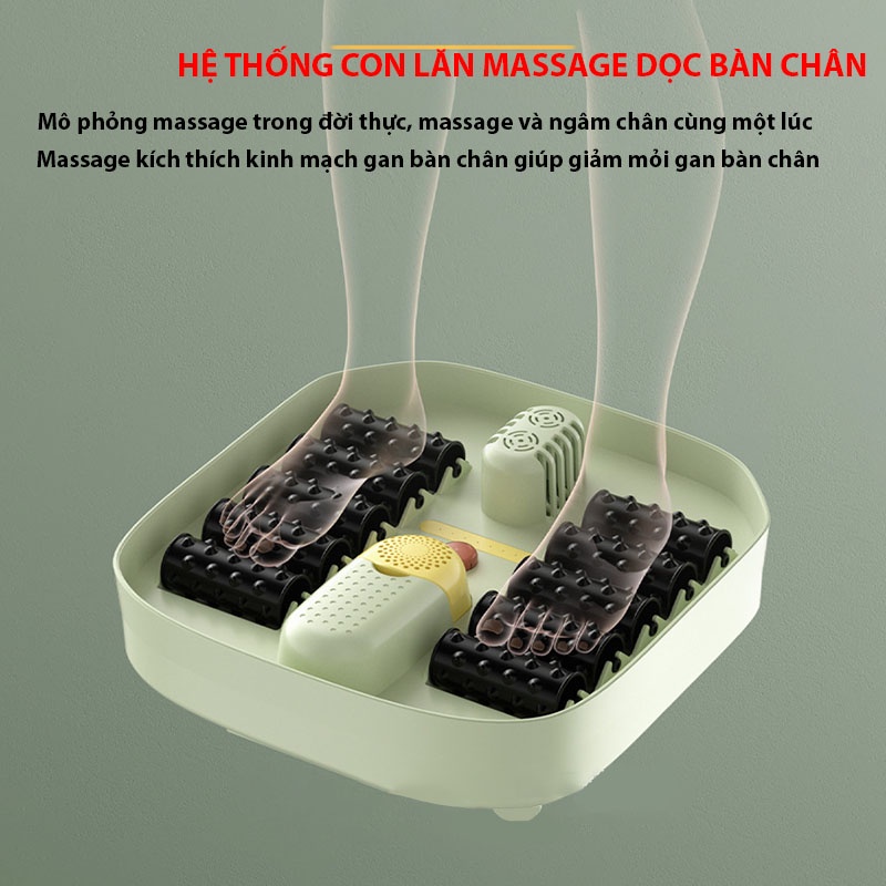 Bồn ngâm chân massage gấp gọn cao cấp tặng kèm thảo dược ngâm chân, chậu ngâm chân máy massage chân, bảo hành 2 năm