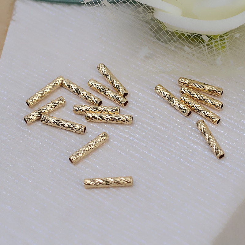 Set 5 Ống Nối Thẳng Bằng Ống Vàng 18K Dùng Làm Trang Sức DIY