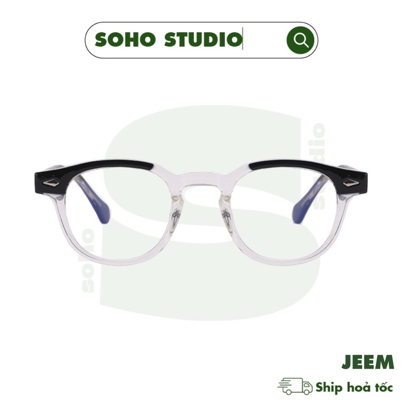 Gọng kính cận nam nữ thời trang Soho Studio gọng tròn JEEM dày dặn cao cấp phối màu ombre đen ngầu, ghi xám sáng mặt trẻ