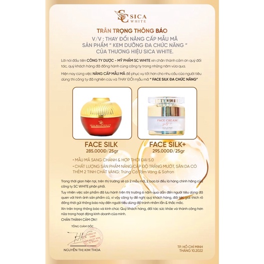 [FREE SHIP] Face silk, kem face Lụa sica white dưỡng da cao cấp | BigBuy360 - bigbuy360.vn