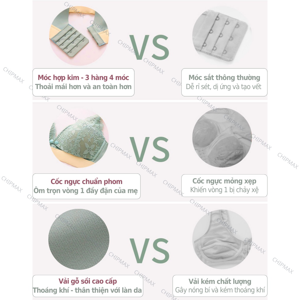 Áo Lót Bầu Ren Pháp Áo Ngực Cho Con Bú Cotton Chống Chảy Xệ Không Gọng Mỏng Nhẹ Kháng K.h.u.ẩ.n - A1