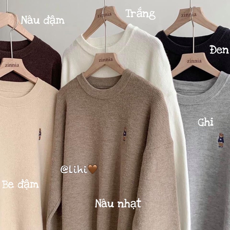 al841 - áo len thêu gấu