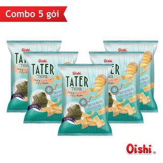 Combo 5 gói Oishi Snack Khoai Tây Siêu Mỏng Tater Thins Vị Tảo Biển