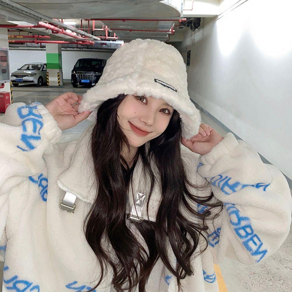 Nón Tai Bèo Chống Nắng Phối Lông In Chữ Thời Trang Mùa Đông Cho Nữ