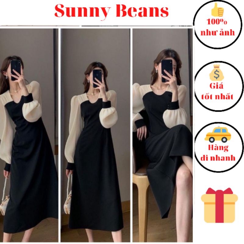 Váy/đầm umi dài tay phối voan có khoá sau chất mềm mịn