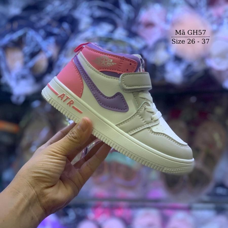 Giày thể thao cổ cao cho bé gái dáng sneark năng động và cá tính màu tím hồng thời trang 3 - 12 tuổi GH57