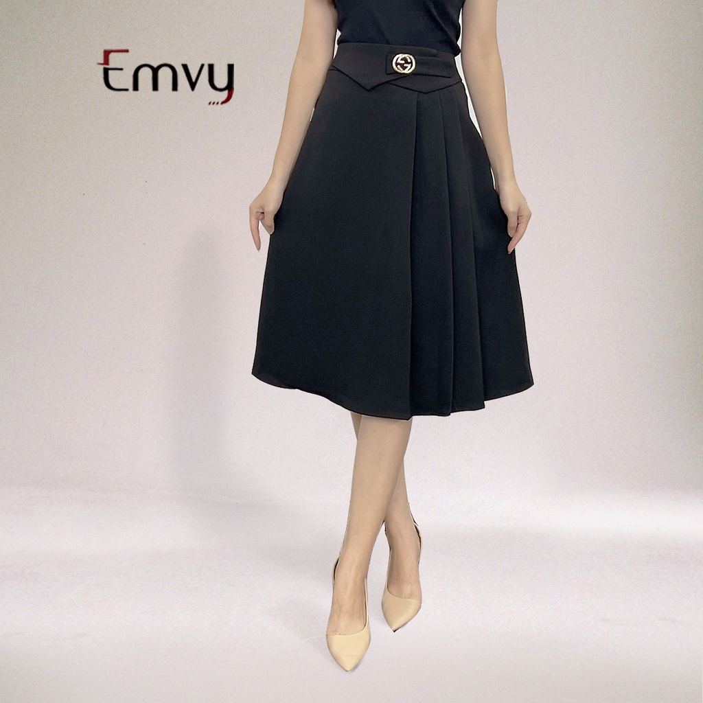Chân váy công sở xếp ly dáng dài , có đai eo cao cấp Emvy fashion C11