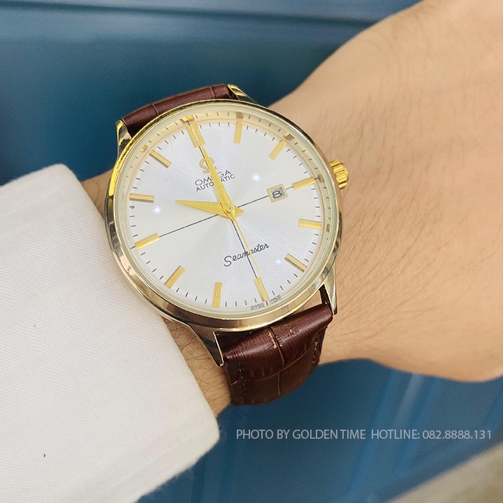 Đồng hồ Nam Omega OMG02 Dây da cao cấp, Full hộp, Mặt Sapphire chống xước, chống nước thẻ bảo hành 12 tháng