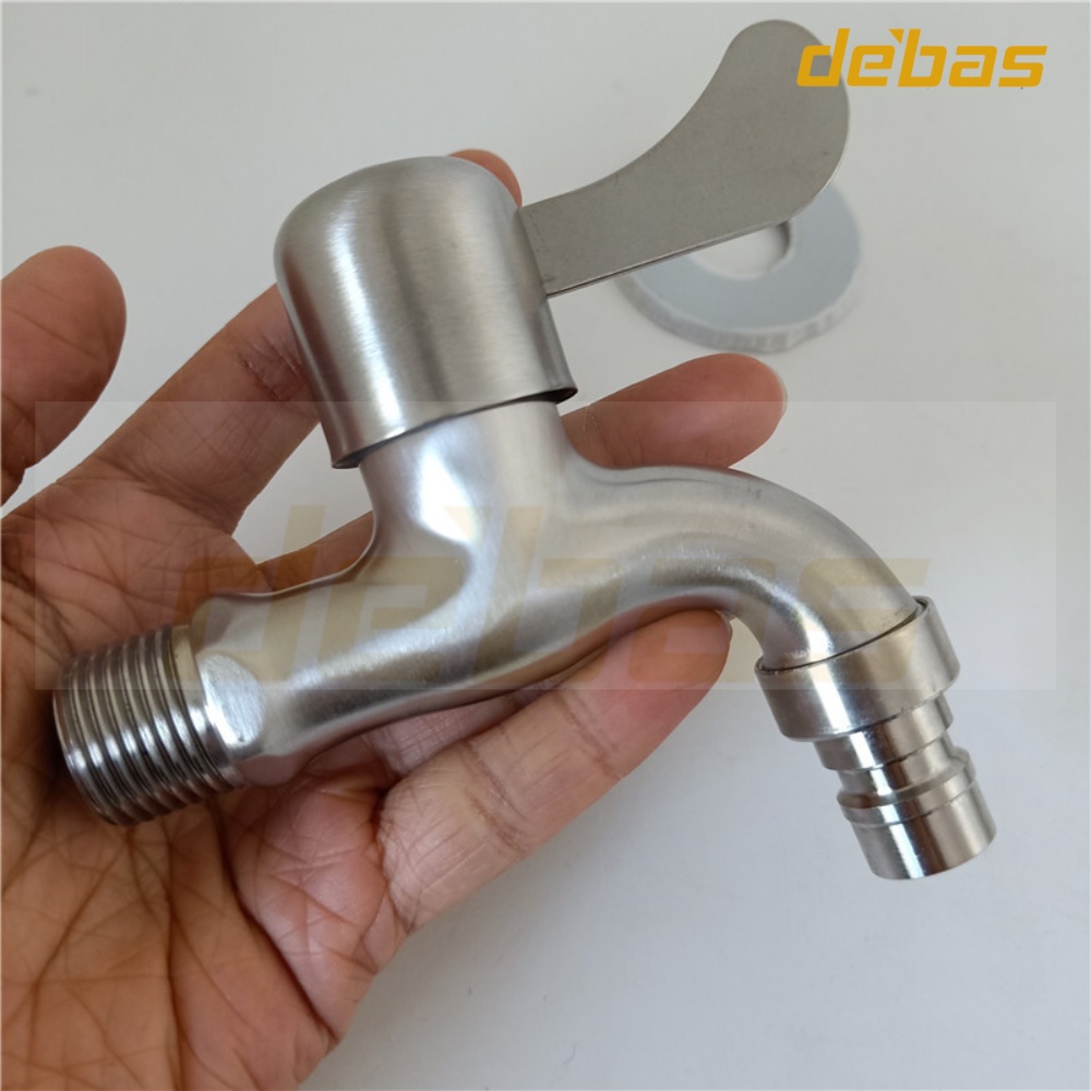 Vòi tay gạt inox 304 vòi máy giặt vòi hồ romine chính hãng Debas V518