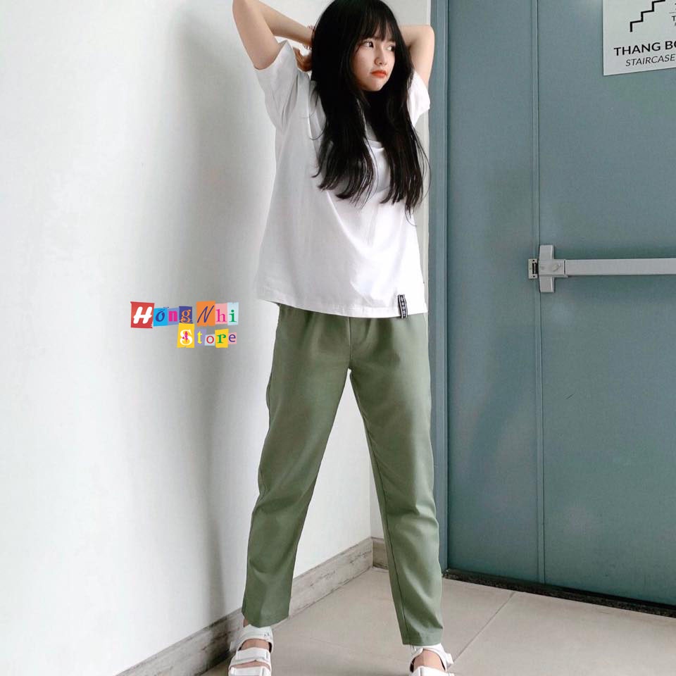 Quần Kaki Trơn Dài Lưng Thun Màu Xanh Riêu Basic Pant Unisex Oversize Ulzzang - MM