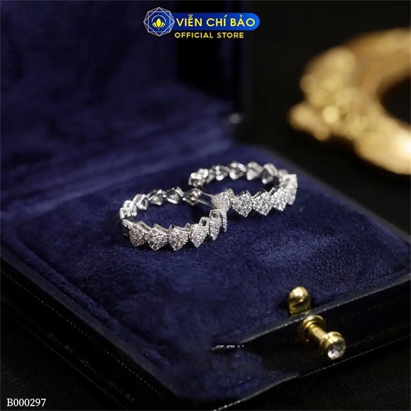 Bông tai đốt vảy đính đá chất liệu bạc Ý 925 thời trang phụ kiện trang sức nữ Viễn Chí Bảo B000297