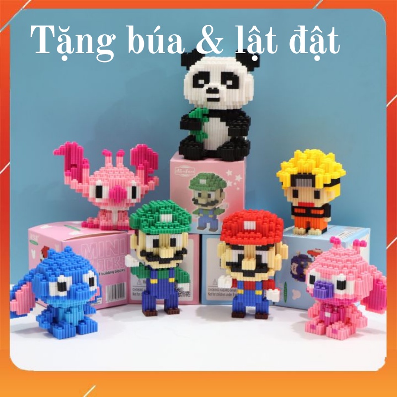 Đồ chơi xếp hình lego kèm búa + lật đật, mô hình lắp ráp động vật hoạt hình đáng yêu cho bé, chiều cao 12-17cm, đồ chơi