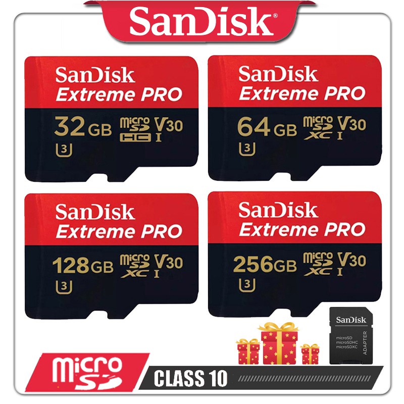 SANDISK Thẻ Nhớ Micro SD 64GB 512GB 256GB 128GB U3 V30 Cho MáY ẢNh