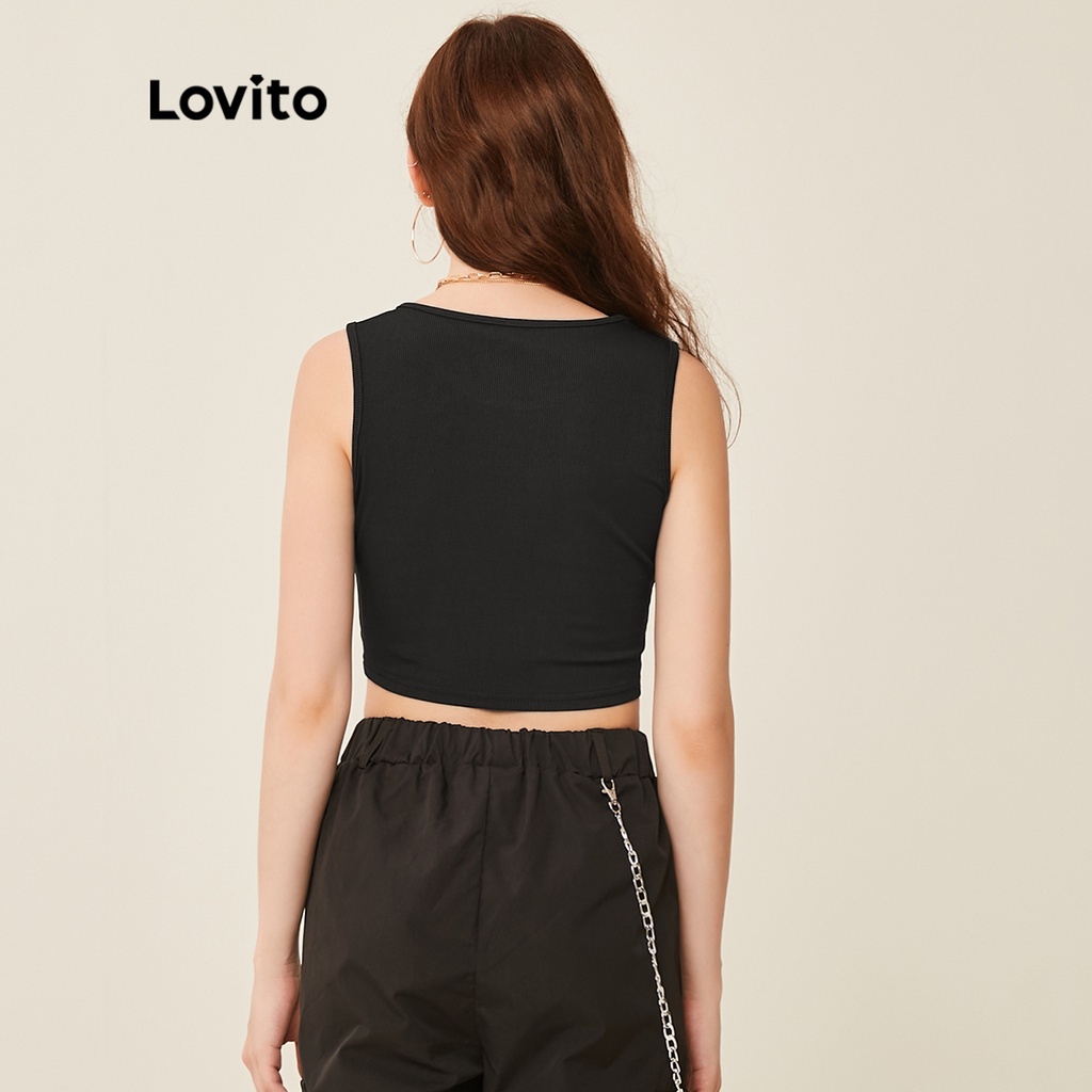 (Hàng có sẵn) Lovito Áo Tank Top In Hình Con Mắt Màu Đen L20D378