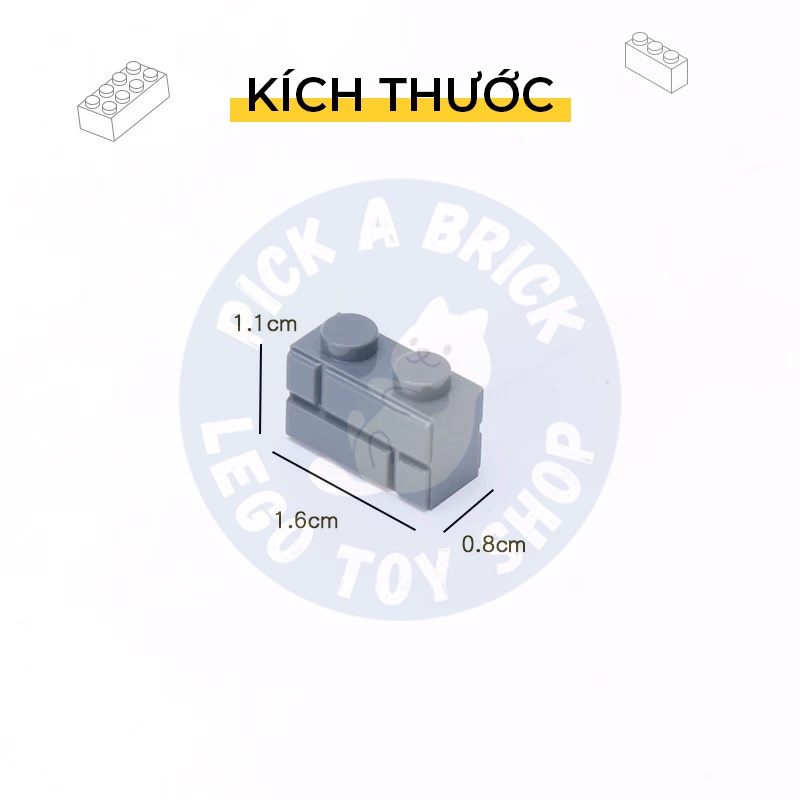 Combo 10 viên Gạch 1x2  - Đồ chơi lắp ráp gạch MOC part Gạch vân tường 1x2 Gạch xây thành trì