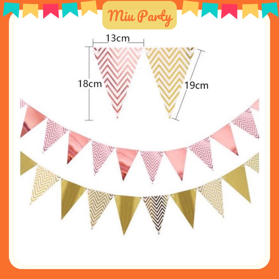 Dây cờ tam giác  trang trí sinh nhật, party, khai trương, kỉ yếu, decor - Miubabyclothing