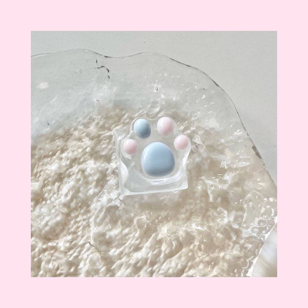 Nút Bàn Phím Cơ Bằng Resin Trong Suốt Nhẹ Hình Dấu Chân Mèo Dễ Thương
