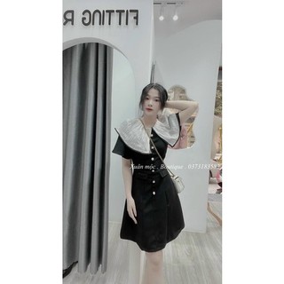 Đầm xoè phối voan kiến đính nút to33