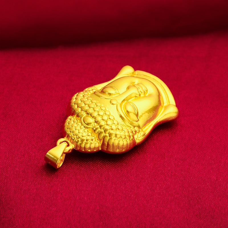 Mặt Dây Chuyền Hình Đầu Phật Bằng Đồng Thau Mạ Vàng Phong Cách Việt Nam Độc Đáo