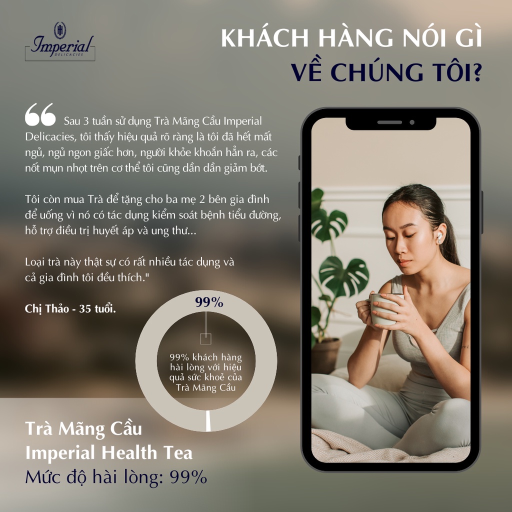Quà tặng sức khoẻ trà mãng cầu Imperial Delicacies gói zip tiện dụng 100g