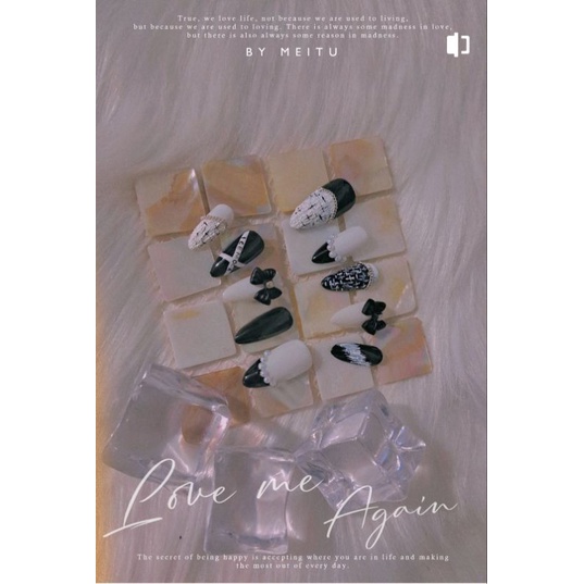 Móng tay thiết kế màu đen huyền bí- kèm keo