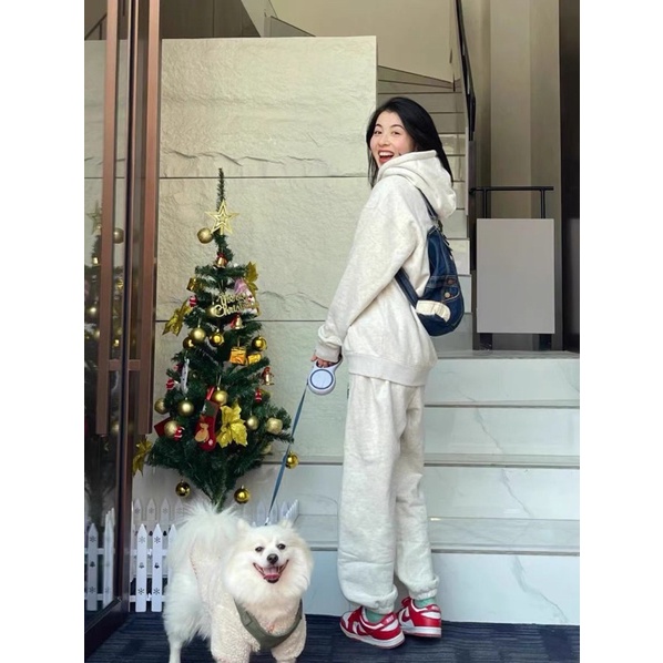 Set nỉ hoodie xám